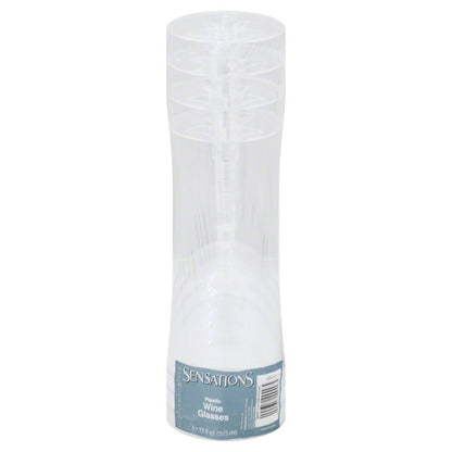 SENSATIONS 12 oz Plastic Wine Glasses, 4 count