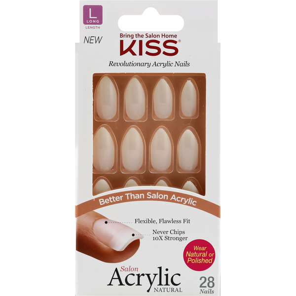 Kiss Salon Acrylic Natural 28 Count Long Length Clear
