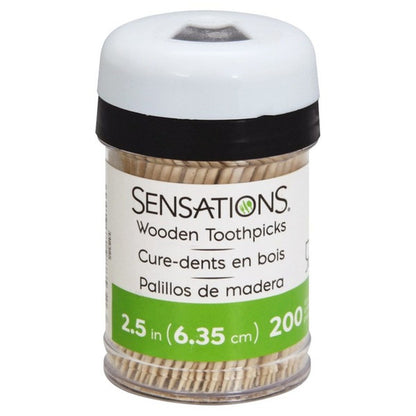 SENSATIONS Natural Wooden Toothpicks - 2.5 Inch, 200 count