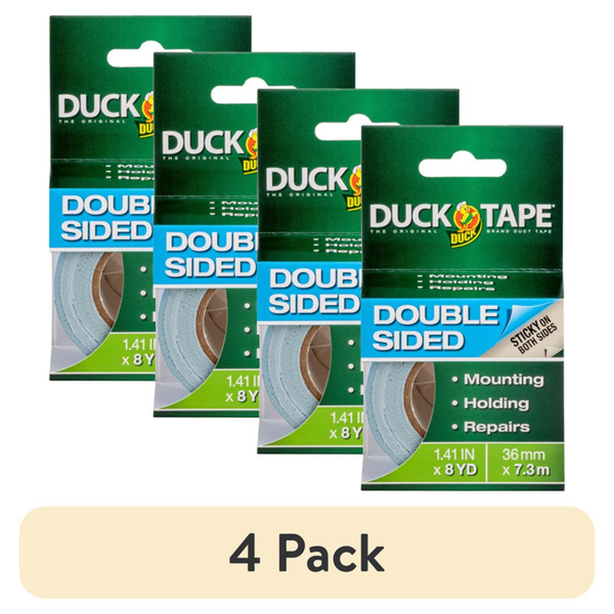 DUCK Double-Sided Duct Tape - White, 1.41" x 8 yds