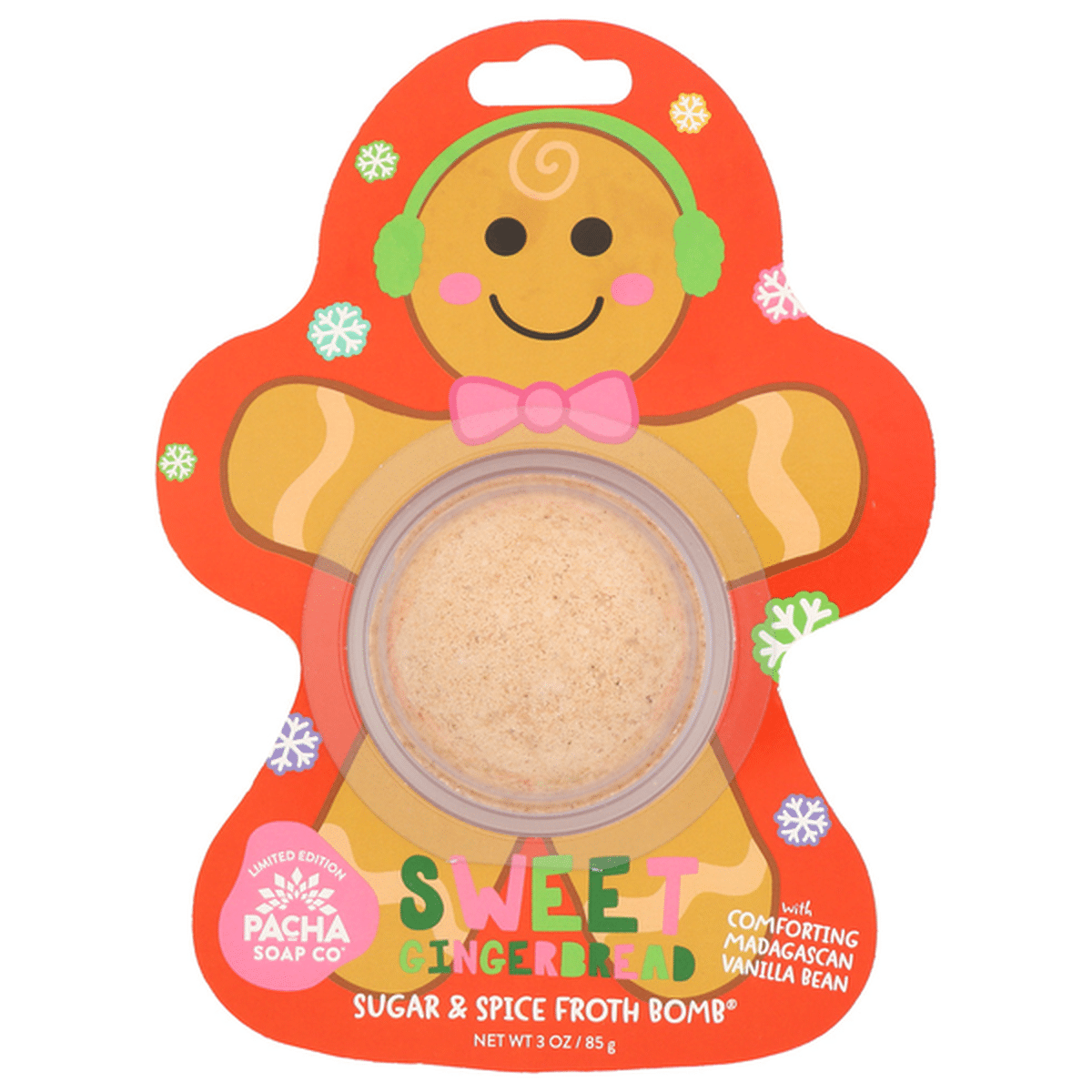 Pacha Soap Co Froth Bomb, Gingerbread Man, Sugar & Spice - 3 Oz