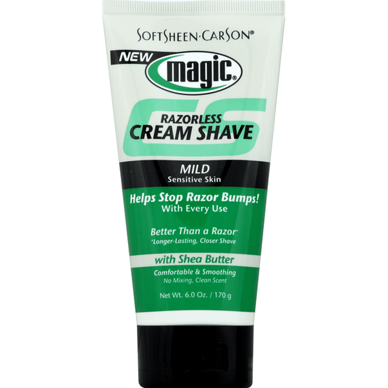 Magic Razorless Cream Shave Sensitive Skin 6oz Tube