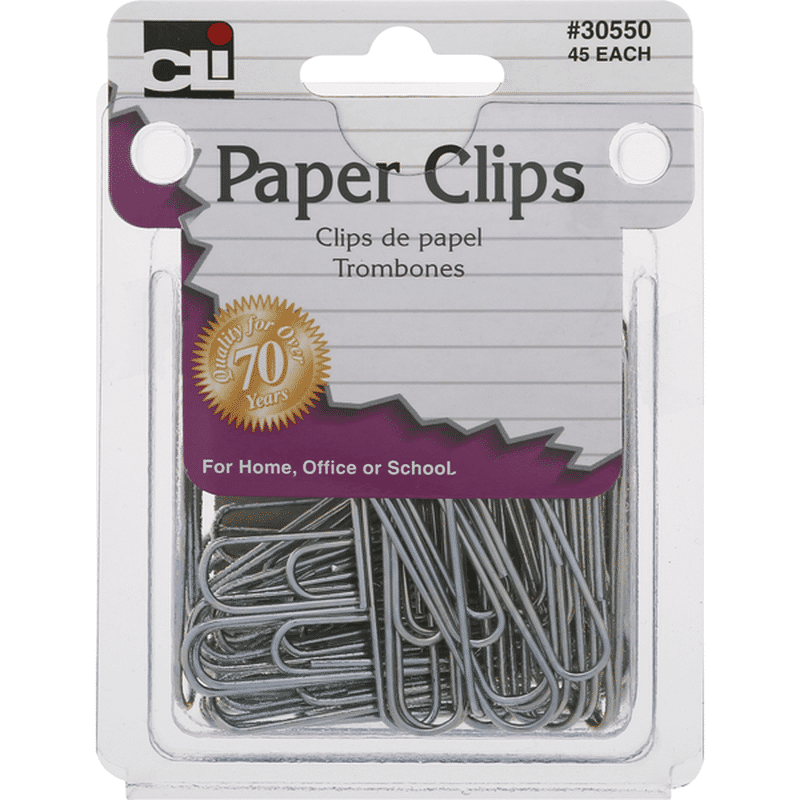 CLi Standard Paper Clips - Jumbo Size, 45 count