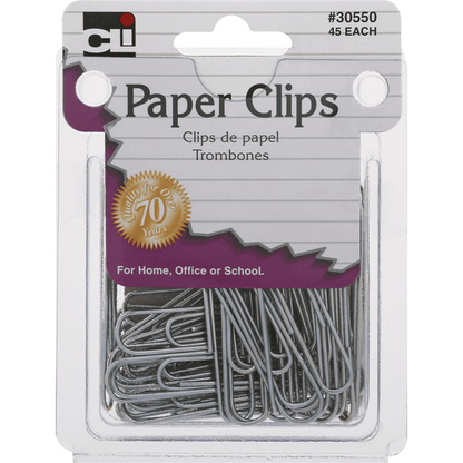 CLi Standard Paper Clips - Jumbo Size, 45 count