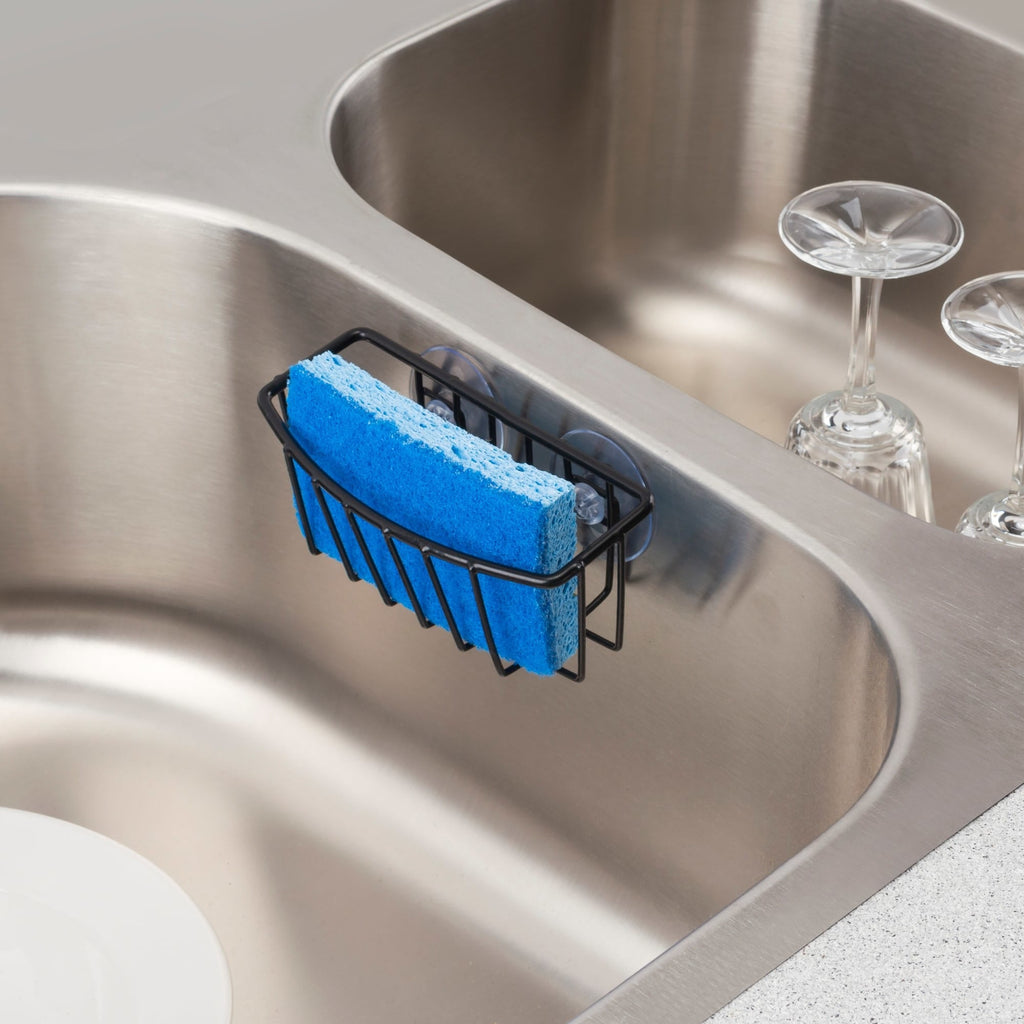 Home Basics Kitchen Sink Suction Sponge Holder - Chrome