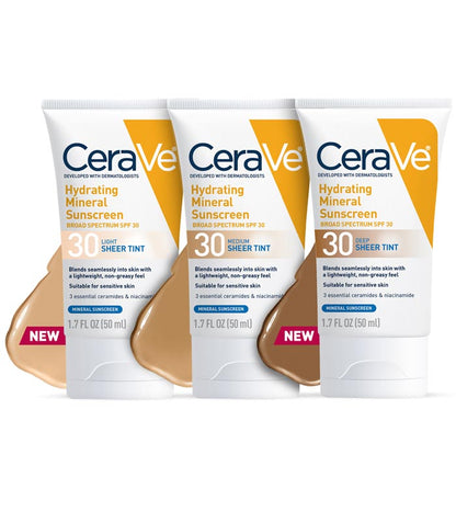 Cerave Sunscreen Hydrating Mineral Spf#30 Face Tint 1.7oz
