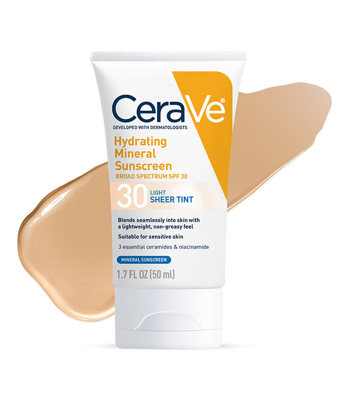 CeraVe Hydrating Mineral Tinted Face Sunscreen Lotion, Deep - SPF 30, 1.7 oz