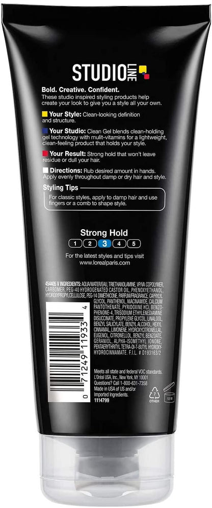 L'ORÉAL PARIS Studio Line Clear Minded Clean Gel - Strong Hold, 6.8 fl. oz.