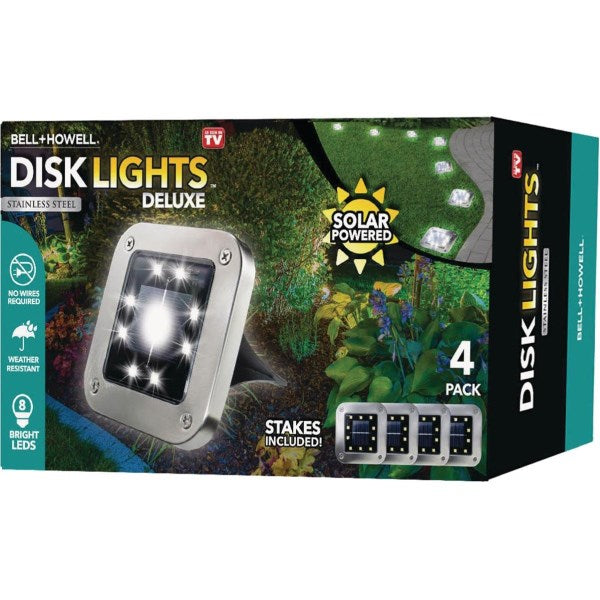 Bell + Howell LED Solar Powered Disk Lights, 4 count