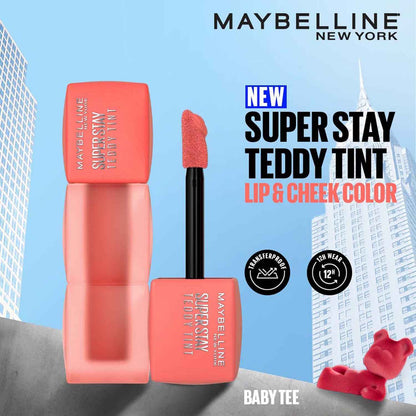 MAYBELLINE New York Super Stay Teddy Tint Liquid Lip Tint, Baby Tee, 0.17 oz