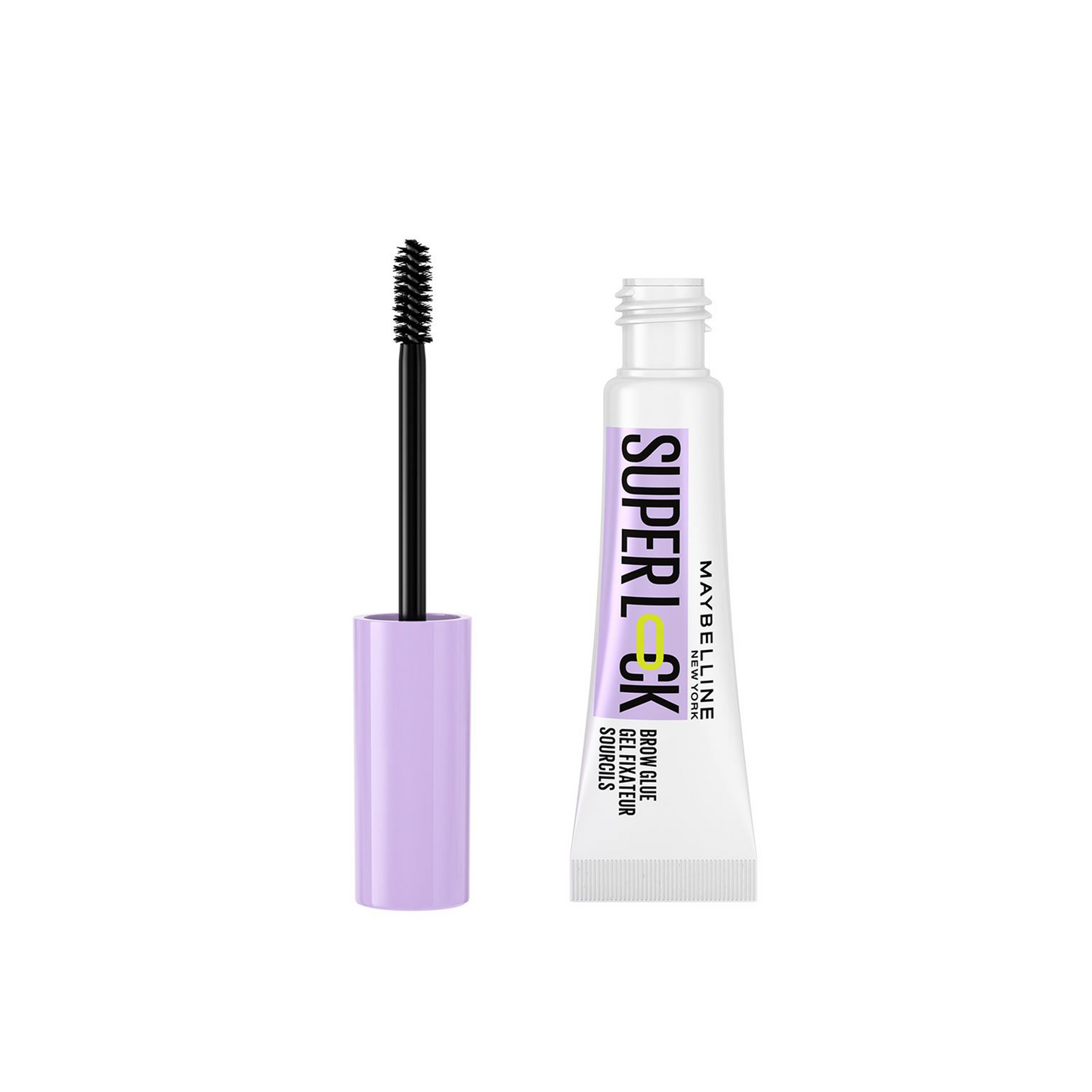 MAYBELLINE New York Super Lock Brow Glue Clear & Tinted Eyebrow Gel, Medium Brown, 0.23 oz