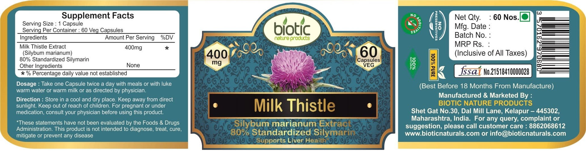 MILK THISTLE EXTRACT GC 150MG 60