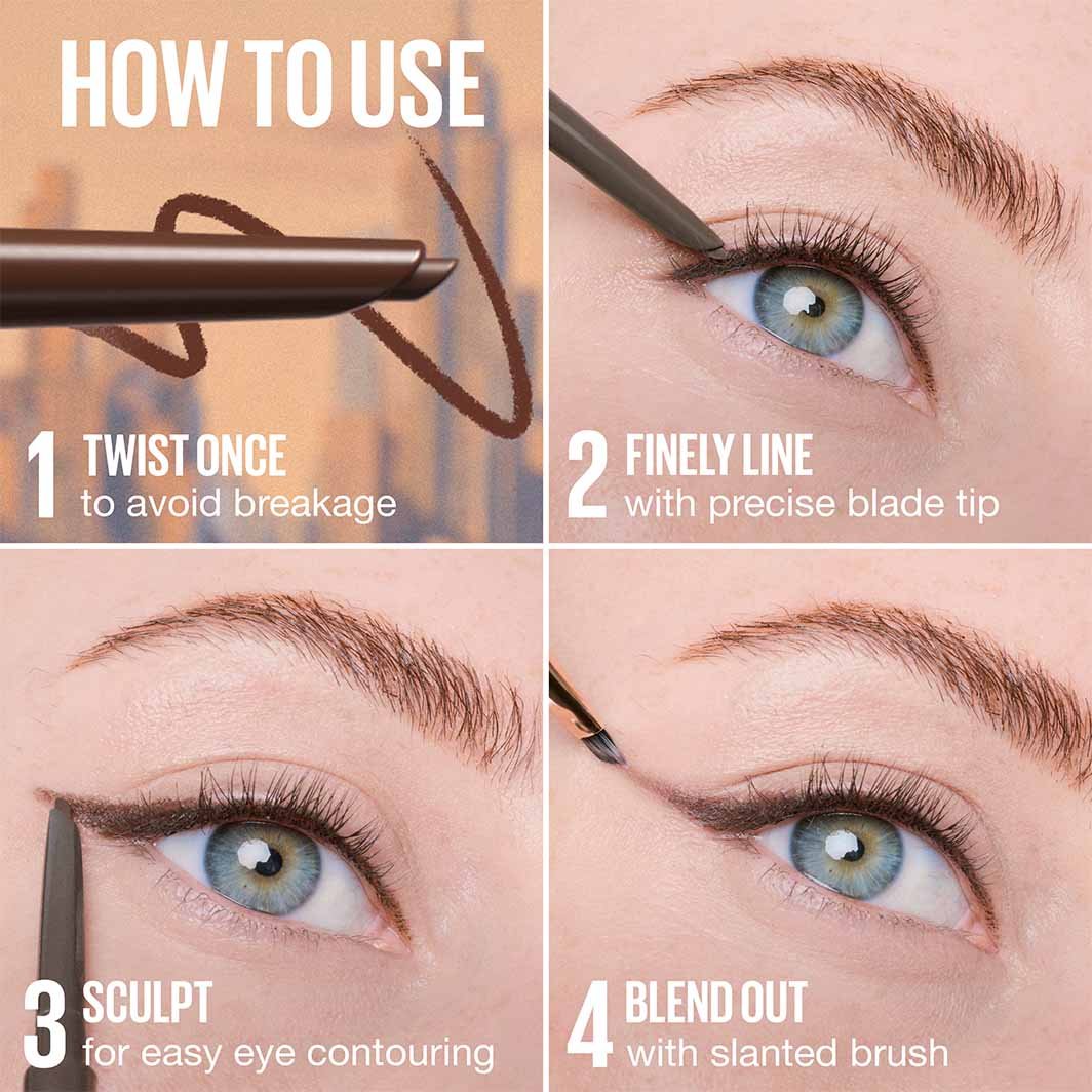 MAYBELLINE New York Sculpting Stix Double-Ended Eyeliner Pencil with Brush, 016 Black Blur