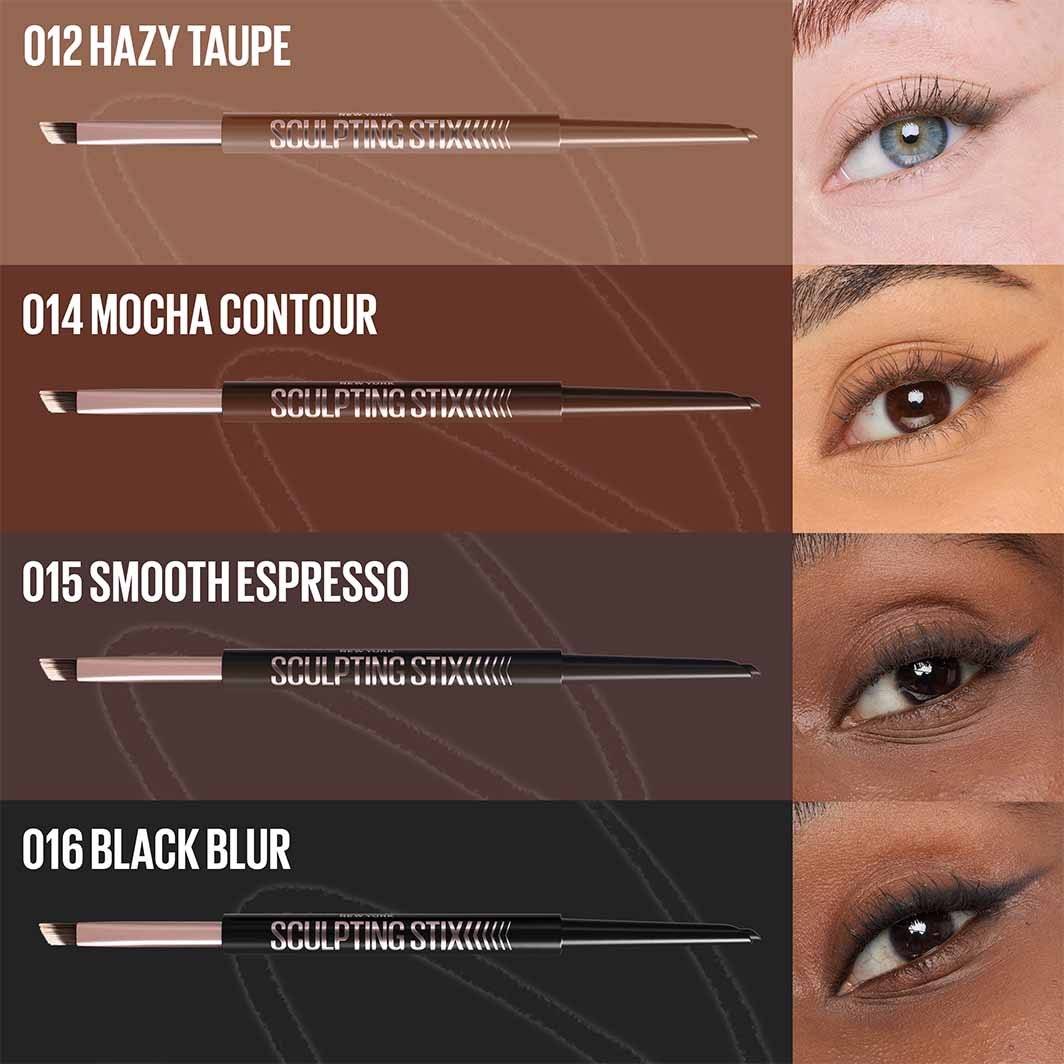 MAYBELLINE New York Sculpting Stix Double-Ended Eyeliner Pencil with Brush, 015 Smooth Espresso