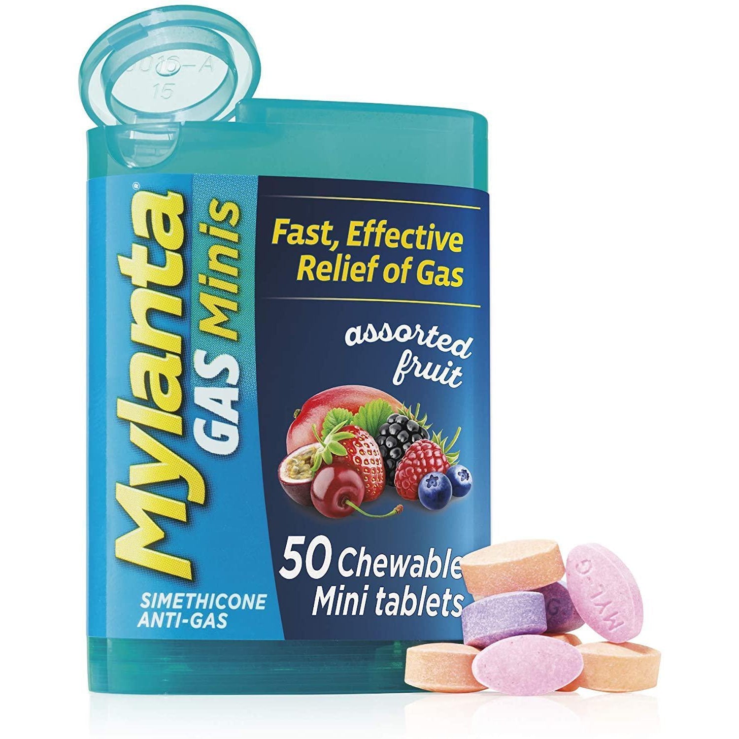 MYLANTA GAS MINI TAB ASSORTED FRUIT 50CT