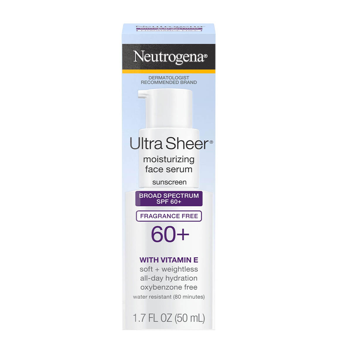 Neutrogena Ultra Sheer Spf#60+ Moisturizing Face Serum 1.7oz