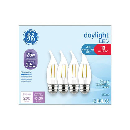 GE Lighting LED Light Bulbs, CA11 Decorative Candle Bulbs, 60 Watt Replacement, Soft White, 2 Pack
