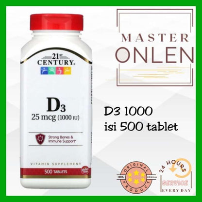 VIT D3+CALC 25MCG 1000IU TAB 500CT 21ST