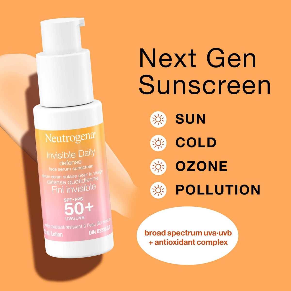 Neutrogena Invisible Daily Defense Spf60 Face Serum 1.7oz