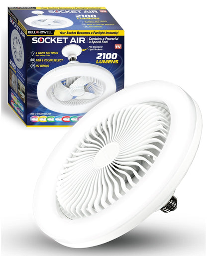 Bell + Howell Socket Air LED Color Changing Fan Light - White