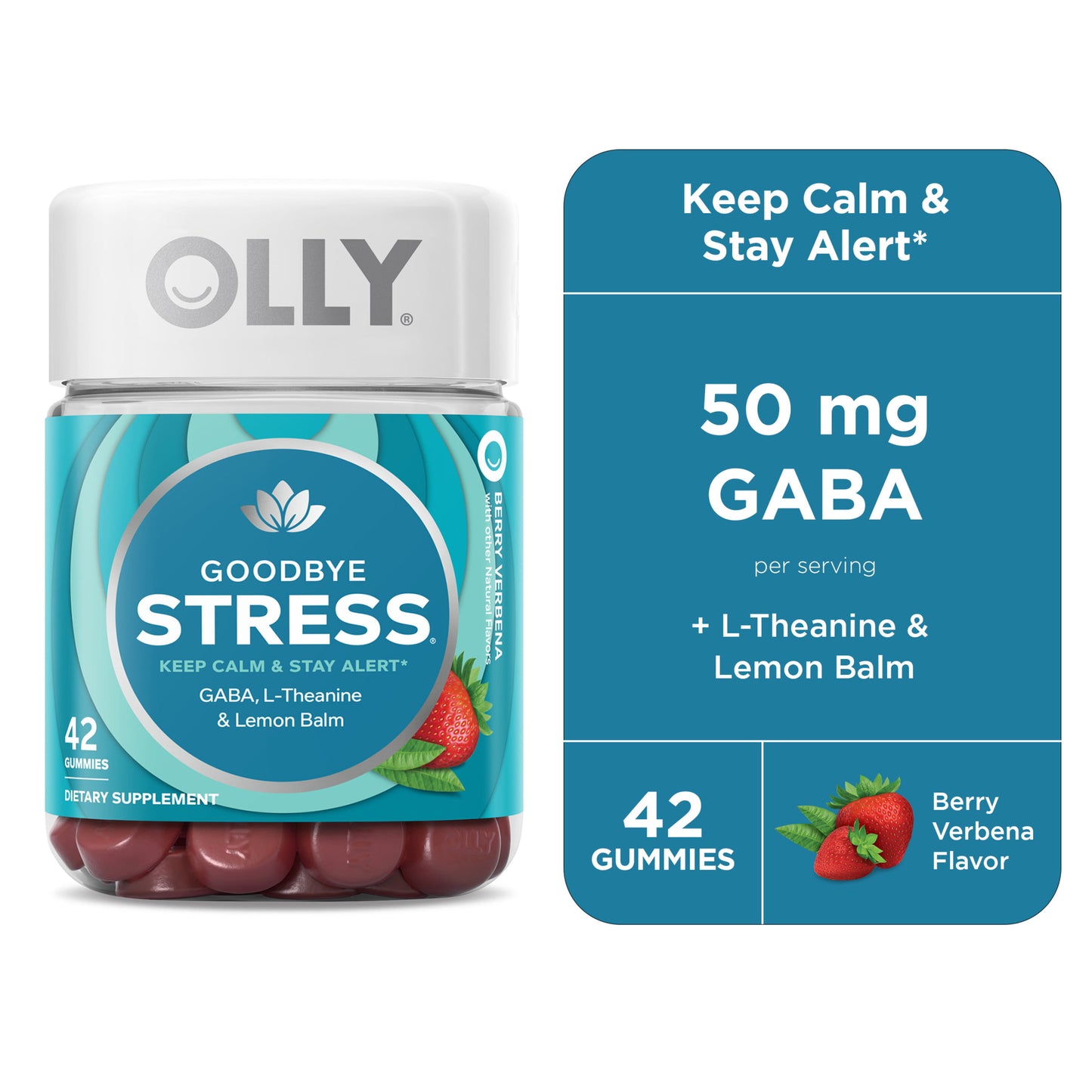 OLLY Goodbye Stress Gummies with GABA, L-Theanine & Lemon Balm - Berry Verbena, 10 Count