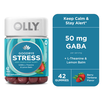 OLLY Goodbye Stress Gummies with GABA, L-Theanine & Lemon Balm - Berry Verbena, 10 Count