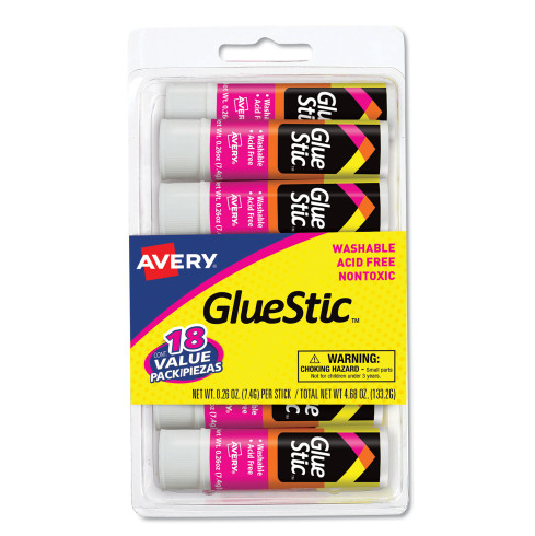 Avery Permanent Glue Stic - White, 3 count