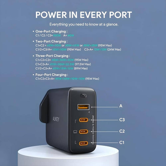 CHARGEWORX WL CHG 4 PORT BLK
