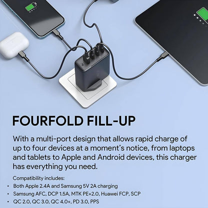 CHARGEWORX WL CHG 4 PORT BLK