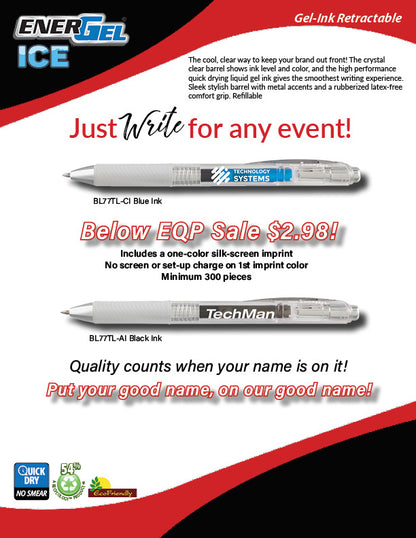 Pentel EnerGel ICE Pen Medium 5 + 1 Free, Assorted
