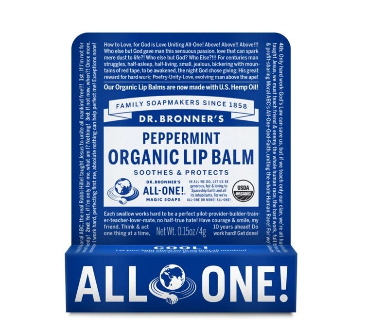 Dr. Bronners Organic Lip Balm Peppermint 0.15oz (12in)