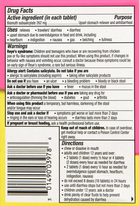 Pepto Bismol To-Go Chewable Tablets - Cherry, 12 count