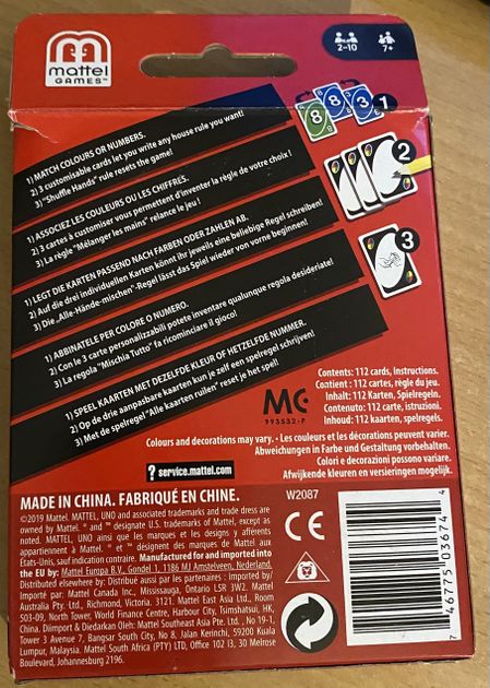 Mattel Uno Wild Cards Game