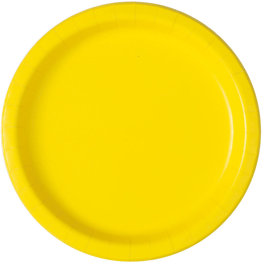 Unique Solid Round 7" Paper Plates - Neon Yellow, 20 count