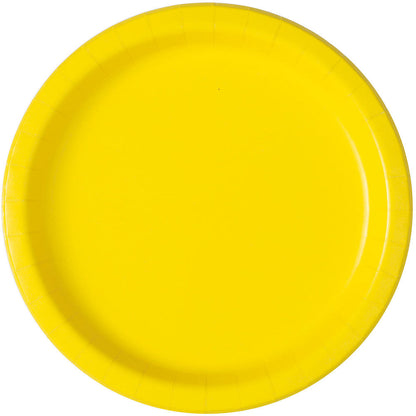 Unique Solid Round 7" Paper Plates - Neon Yellow, 20 count
