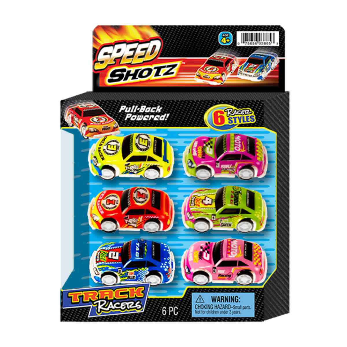 JA-RU Speed Shot Pull Back Track Racer, 6 pack