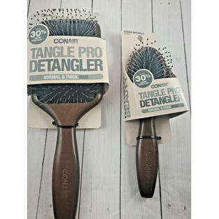 CONAIR Tangle Pro Detangler Rectangle Wood Cushion Hair Brush