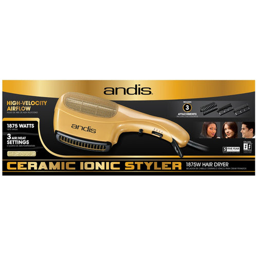 Andis At-Home Dryer Ceramic Ionic Styler 1875 Watt Gold
