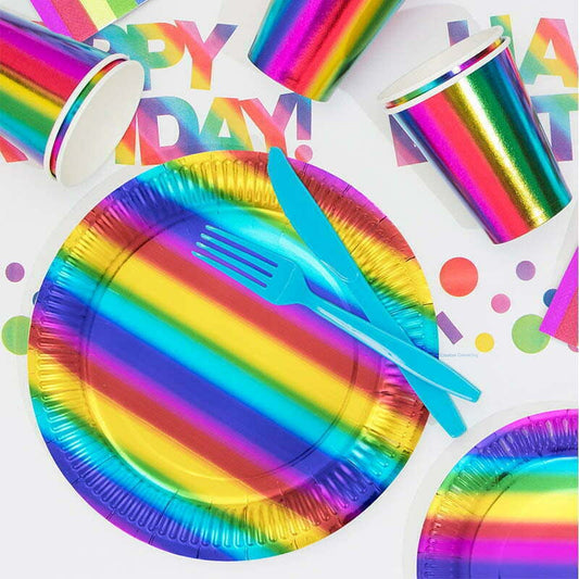 RAINBOW BDAY 9IN PLATES 8CT