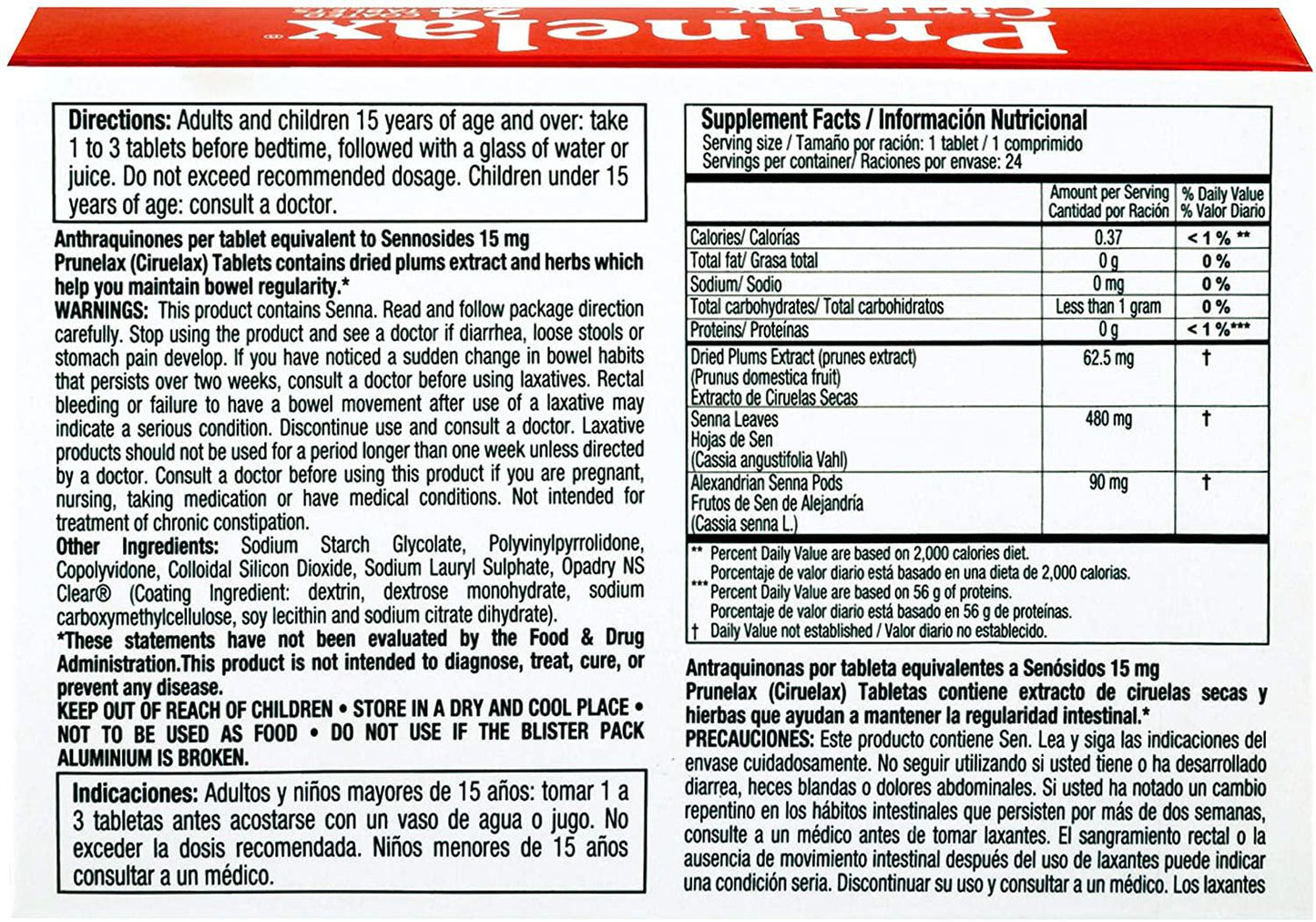 PRUNELAX TB 25MG 24
