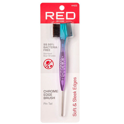 Kiss Red Chrome Edge Brush Pin Tail (36in) Gold