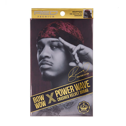 Kiss Red Durag Bow Wow Power Wave Crushed Velvet Black