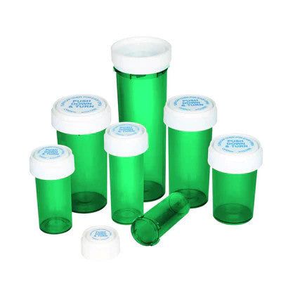 COLORSAFE RC VIALS- GREEN 13 DRAM W/CAPS