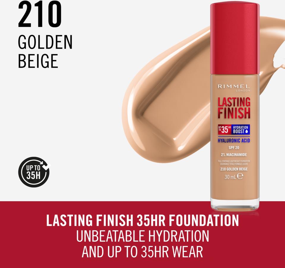 RIMMEL LONDON Rimmel Lasting Finish Liquid Foundation Golden Beige 210