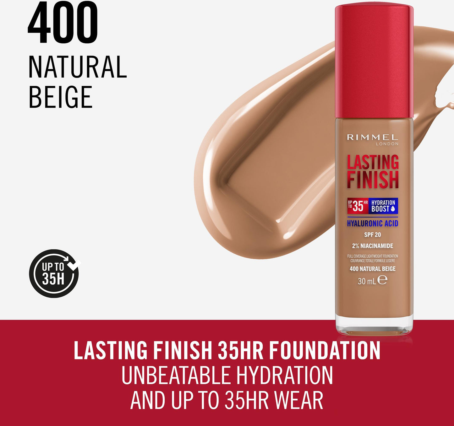 RIMMEL LONDON Rimmel Lasting Finish Liquid Foundation Natural Beige 400