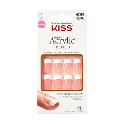 KISS Salon Acrylic French Nails Leilani, 28 count