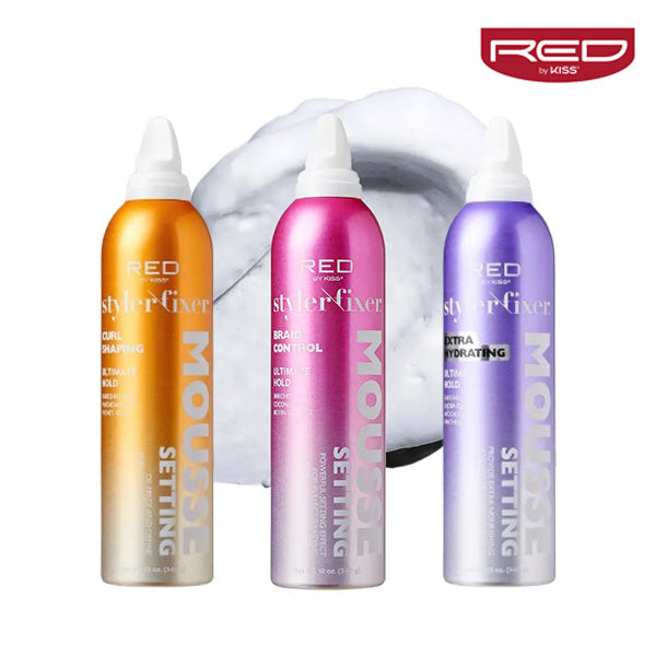 Kiss Red Styler Fixer Setting Mousse Extra Hydrating 12oz
