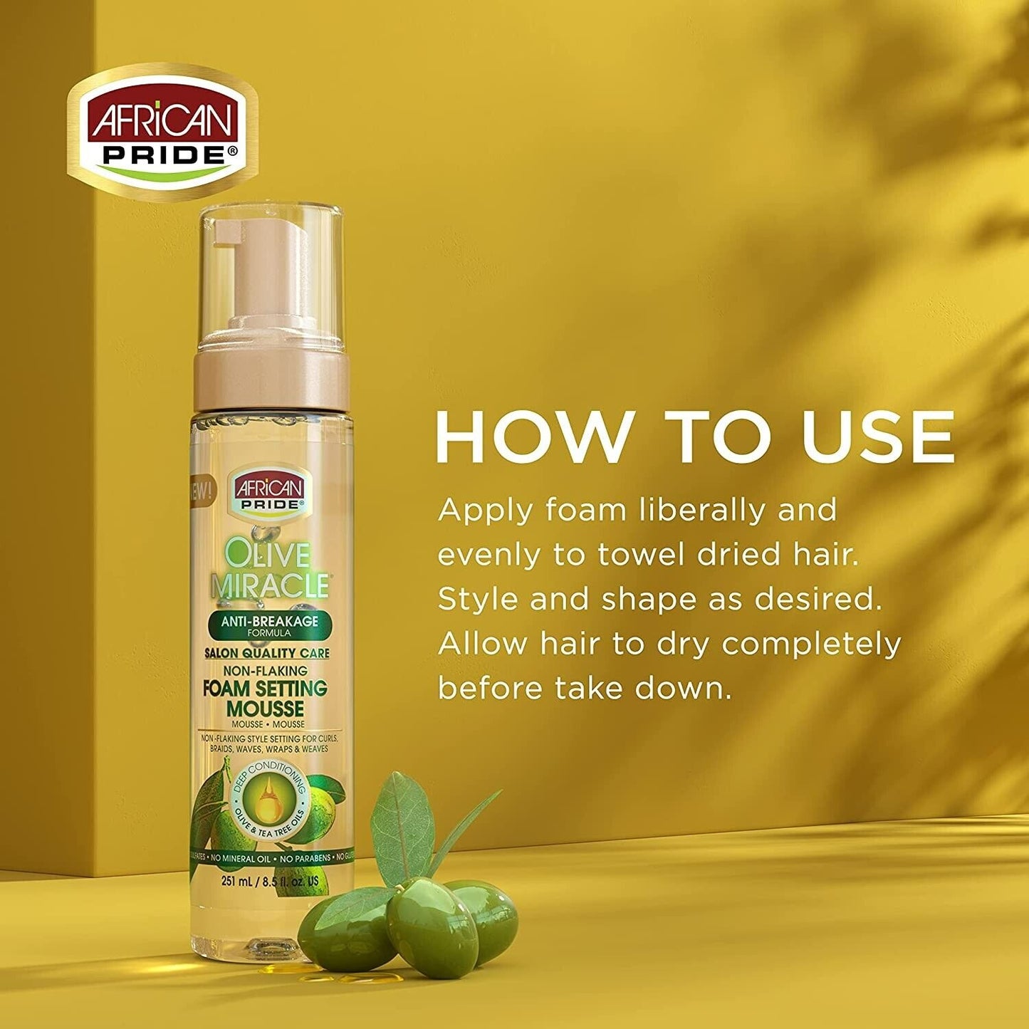 African Pride Olive Miracle Foam Setting Mousse 8.5oz