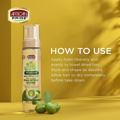 African Pride Olive Miracle Foam Setting Mousse 8.5oz