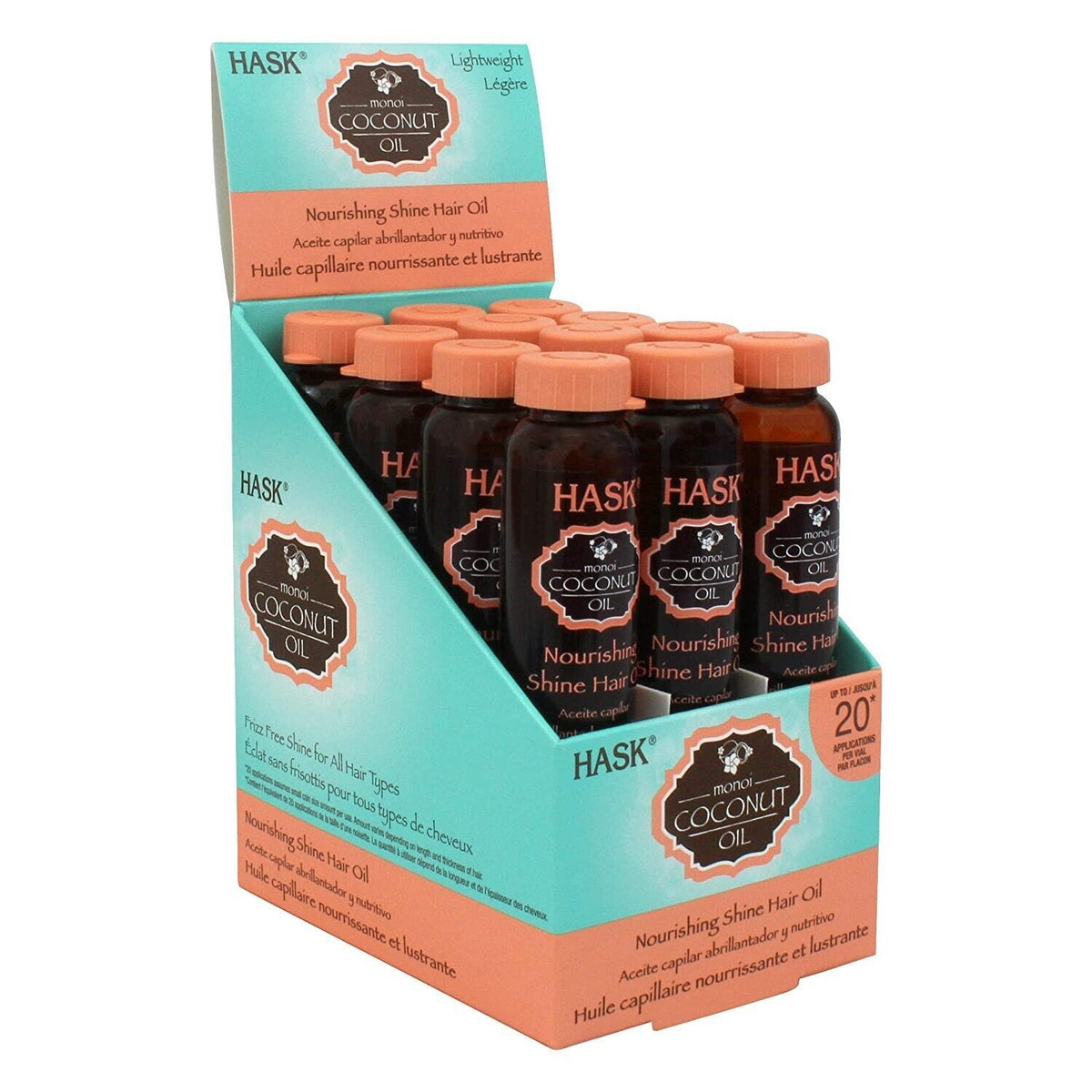 Hask Vials Coconut Oil Nourish Shine Hair Oil (12in) Display